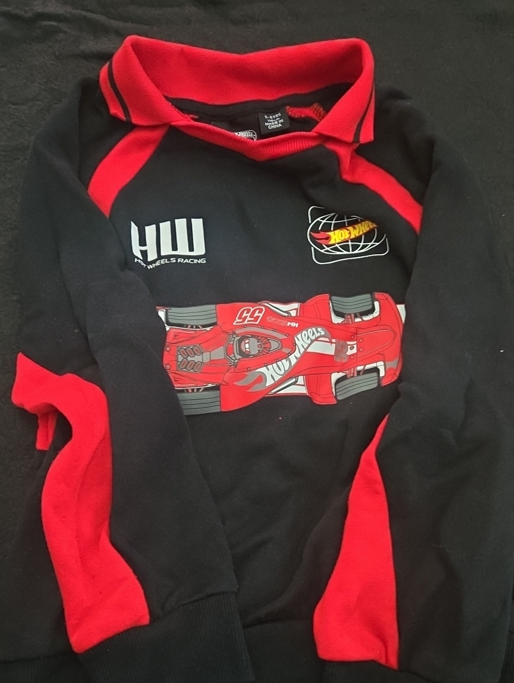 Kids' Black and Red Racing Crewneck Sweatshirt